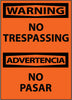 NMC ESW81PB-WARNING, NO TRESPASSING BILINGUAL, 14X10, PS VINYL (1 EACH)