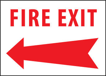 NMC FELAPB-FIRE EXIT WITH LEFT ARROW, 10X14, PS VINYL (1 EACH)