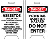 NMC FS14-FLOOR SIGN, DBL SIDE, DANGER ASBESTOS . . .DANGER POTENTIAL ASBESTOS HAZARD . . ., 20X12 (1 EACH)