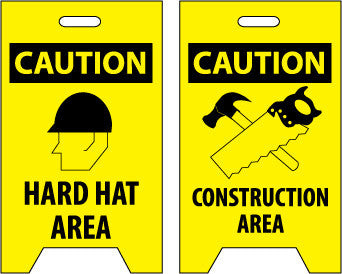 NMC FS16-FLOOR SIGN, DBL SIDE, CAUTION HARD HAT AREA CAUTION CONSTRUCTION AREA, 20X12 (1 EACH)