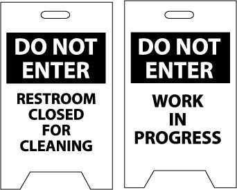 NMC FS22-FLOOR SIGN, DBL SIDE, DO NOT ENTER RESTROOM CLOSED FOR CLEANING DO NOT ENTER WORK IN PROGRESS, 20X12 (1 EACH)