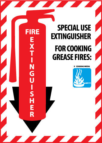 NMC FXPMSKP-SPECIAL USE EXTINGUISHER FOR COOKING GREASE FIRES, 12X9, PS VINYL (1 EACH)