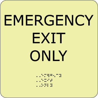 NMC GADA100BK-EMERGENCY EXIT ONLY, 8X8, GLOW ADA (1 EACH)