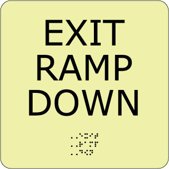 NMC GADA102BK-EXIT RAMP DOWN, 8X8, GLOW ADA (1 EACH)