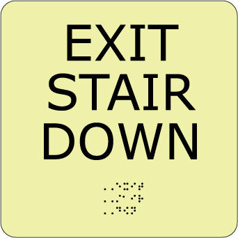 NMC GADA105BK-EXIT STAIR DOWN, 8X8, GLOW ADA (1 EACH)