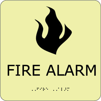 NMC GADA107BK-FIRE ALARM, 8X8, GLOW ADA (1 EACH)