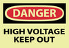 NMC GD139AP-DANGER, HIGH VOLTAGE KEEP OUT, 3X5, PS VINYLGLOW (PAK OF 5)