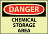 NMC GD239RB-DANGER, CHEMICAL STORAGE AREA, 10X14, RIGID PLASTICGLOW (1 EACH)