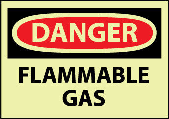 NMC GD276RB-DANGER, FLAMMABLE GAS, 10X14, RIGID PLASTICGLOW (1 EACH)