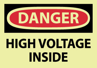 NMC GD290AP-DANGER, HIGH VOLTAGE INSIDE, 3X5, PS VINYLGLOW (PAK OF 5)