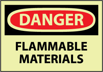 NMC GD39RB-DANGER, FLAMMABLE MATERIALS, 10X14, RIGID PLASTICGLOW (1 EACH)
