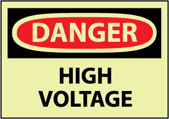 NMC GD49RB-DANGER, HIGH VOLTAGE, 10X14, RIGID PLASTICGLOW (1 EACH)
