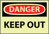 NMC GD59RB-DANGER, KEEP OUT, 10X14, RIGID PLASTICGLOW (1 EACH)