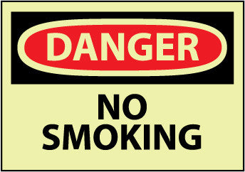 NMC GD79RB-DANGER, NO SMOKING, 10X14, RIGID PLASTICGLOW (1 EACH)