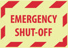 NMC GEPA2AP-EMERGENCY SHUT-OFF, 3X5, PS VINYLGLOW (PAK OF 5)