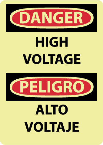 NMC GESD102RB-DANGER, HIGH VOLTAGE, BILINGUAL, 14X10, GLO RIGID PLASTIC (1 EACH)