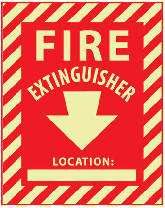 NMC GL127R-FIRE, FIRE EXTINGUISHER LOCATION: ____, 12X9, RIGID PLASTICGLOW (1 EACH)