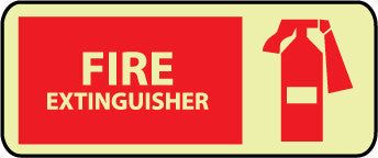 NMC GL128R-FIRE, FIRE EXTINGUISHER, GRAPHIC, 7X17, RIGID PLASTICGLOW (1 EACH)