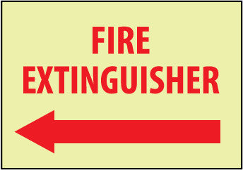 NMC GL130RB-FIRE, FIRE EXTINGUISHER, LEFT ARROW, 10X14, RIGID PLASTICGLOW (1 EACH)