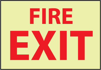 NMC GL140RB-FIRE, FIRE EXIT, 10X14, RIGID PLASTICGLOW (1 EACH)