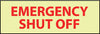 NMC GL145R-FIRE, EMERGENCY SHUT OFF, 4X12, RIGID PLASTICGLOW (1 EACH)