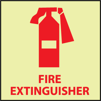 NMC GL149R-FIRE, FIRE EXTINGUISHER, GRAPHIC, 7X7, RIGID PLASTICGLOW (1 EACH)