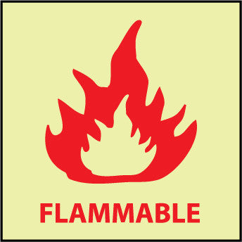 NMC GL152R-FIRE, FLAMMABLE, 7X7, RIGID PLASTICGLOW (1 EACH)