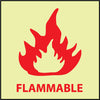 NMC GL152R-FIRE, FLAMMABLE, 7X7, RIGID PLASTICGLOW (1 EACH)