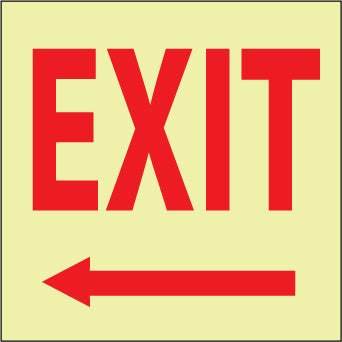 NMC GL16R-EXIT (WITH LEFT ARROW), 10X10, GLOW RIGID (1 EACH)
