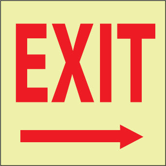 NMC GL17R-EXIT (WITH RIGHT ARROW), 10X10, GLOW RIGID (1 EACH)