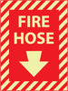 NMC GL18R-FIRE HOSE (WITH DOWN ARROW), 12X9, GLOW RIGID (1 EACH)