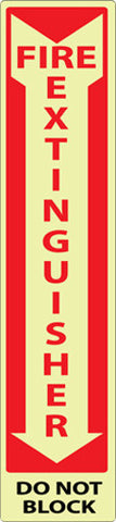 NMC GL200R-FIRE EXTINGUISHER, DO NOT BLOCK, 18X4, GLOW RIGID PLASTIC (1 EACH)