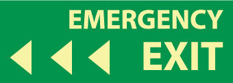 NMC GL301P-EMERGENCY EXIT (W/ LEFT ARROW), 5X14, PS GLOW (1 EACH)
