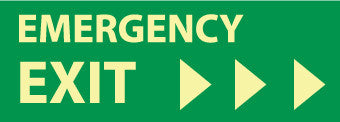 NMC GL302R-EMERGENCY EXIT (W/ RIGHT ARROW), 5X14, GLOW RIGID (1 EACH)