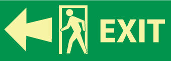NMC GL307P-EXIT (W/ DOOR AND LEFT ARROW), 5X14, PS GLOW (1 EACH)