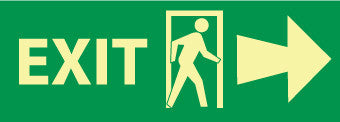 NMC GL308P-EXIT (W/ DOOR AND RIGHT ARROW), 5X14, PS GLOW (1 EACH)