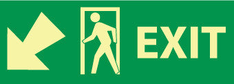 NMC GL309P-EXIT (W/ DOOR AND LEFT DOWN ARROW), 5X14, PS GLOW (1 EACH)