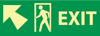 NMC GL311P-EXIT (W/ DOOR AND LEFT UP ARROW), 5X14, PS GLOW (1 EACH)