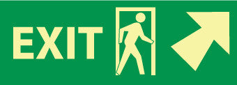 NMC GL312P-EXIT (W/ DOOR AND RIGHT UP ARROW), 5X14, PS GLOW (1 EACH)