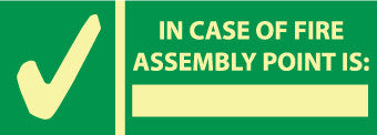 NMC GL315R-IN CASE OF FIRE ASSEMBLY POINT IS, 5X14, GLOW RIGID (1 EACH)
