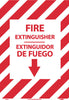 NMC GL401RB-FIRE EXTINGUISHER, DOWN ARROW,  BILINGUAL 14X10, GLO RIGID PLASTIC (1 EACH)