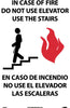 NMC GL402RB-IN CASE OF FIRE DO NOT USE ELEVATOR USE THE STAIRS (GRAPHIC(, BILINGUAL, 14X10, GLO RIGID PLASTIC (1 EACH)