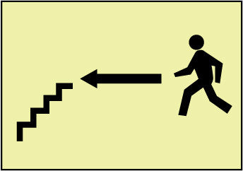 NMC GL61R-STAIRS LEFT ARROW MAN GRAPHIC, 7X10, GLOW RIGID (1 EACH)