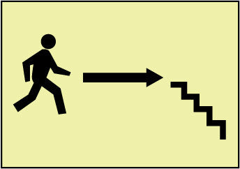 NMC GL62R-STAIRS RIGHT ARROW MAN GRAPHIC, 7X10, GLOW RIGID (1 EACH)