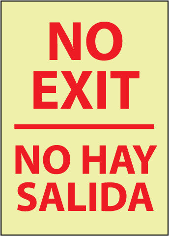 NMC GL64RC-NO EXIT (BILINGUAL), 20X14, GLOW RIGID (1 EACH)