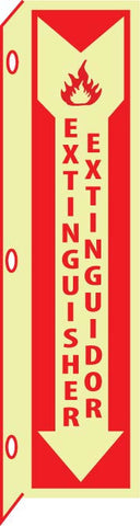 NMC GLTV45-FIRE, EXTINGUISHER BILINGUAL, 18X4, PLASTIC FLANGEDGLOW (1 EACH)