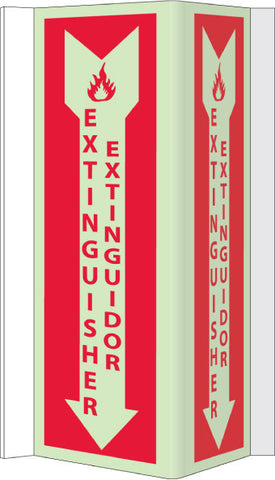 NMC GLV44-FIRE, VISI, FIRE EXTINGUISHER BILINGUAL, 16X8.75, ACRYLICGLOW (1 EACH)