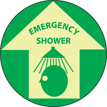 NMC GWFS8-FLOOR SIGN, GLOW WALK ON, EMERGENCY SHOWER, 17'' DIA (1 EACH)