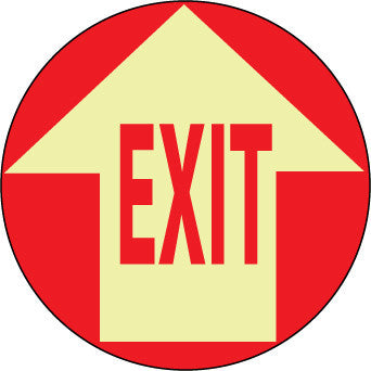 NMC GWFS9-FLOOR SIGN, GLOW WALK ON, EXIT W/ARROW, 17'' DIA (1 EACH)