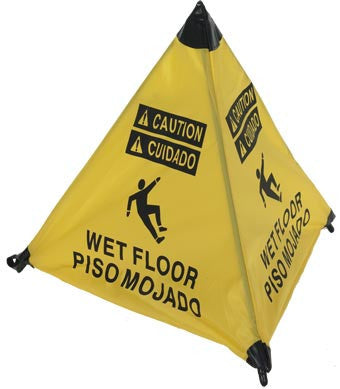 NMC HFS12-HANDY CONE FLOOR SIGN, WET FLOOR, BILINGUAL, 18 INCH (1 EACH)